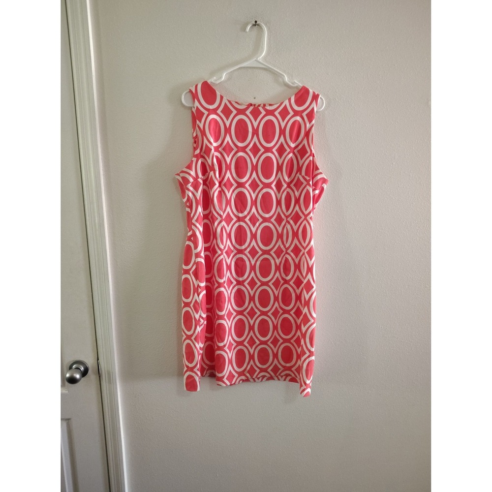 Alyx Womens Coral Pink White Geometric Link Shift Dress Sleeveless Size 18